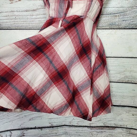 Forever 21 Plaid Mini Dress Red White Spaghetti Strap Size S - Picture 3 of 8